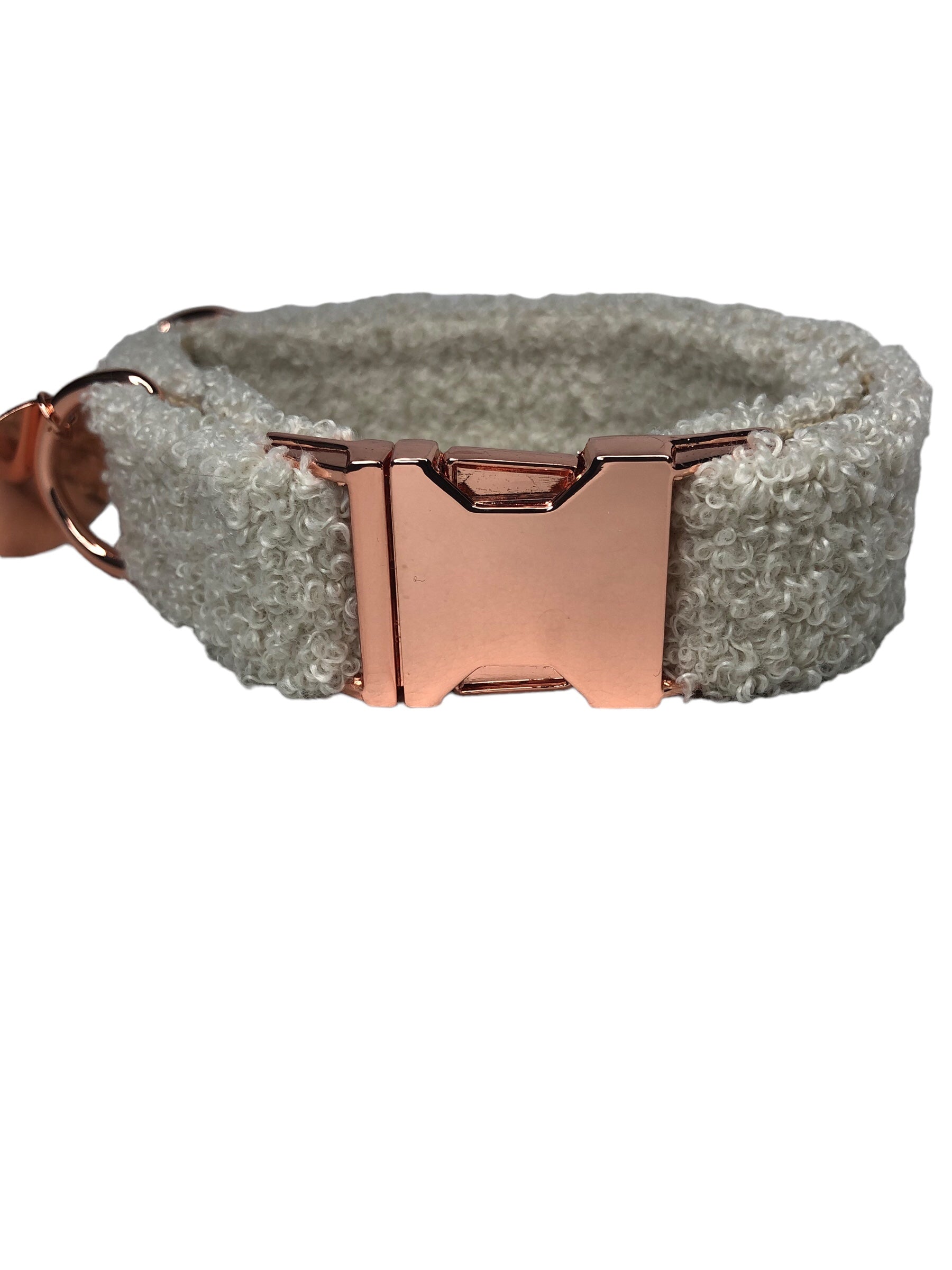 Hundehalsband, Teddy-Kollektion, Boucle, Metallhardware, gold, neo-chrome, schwarz, silber, rosé