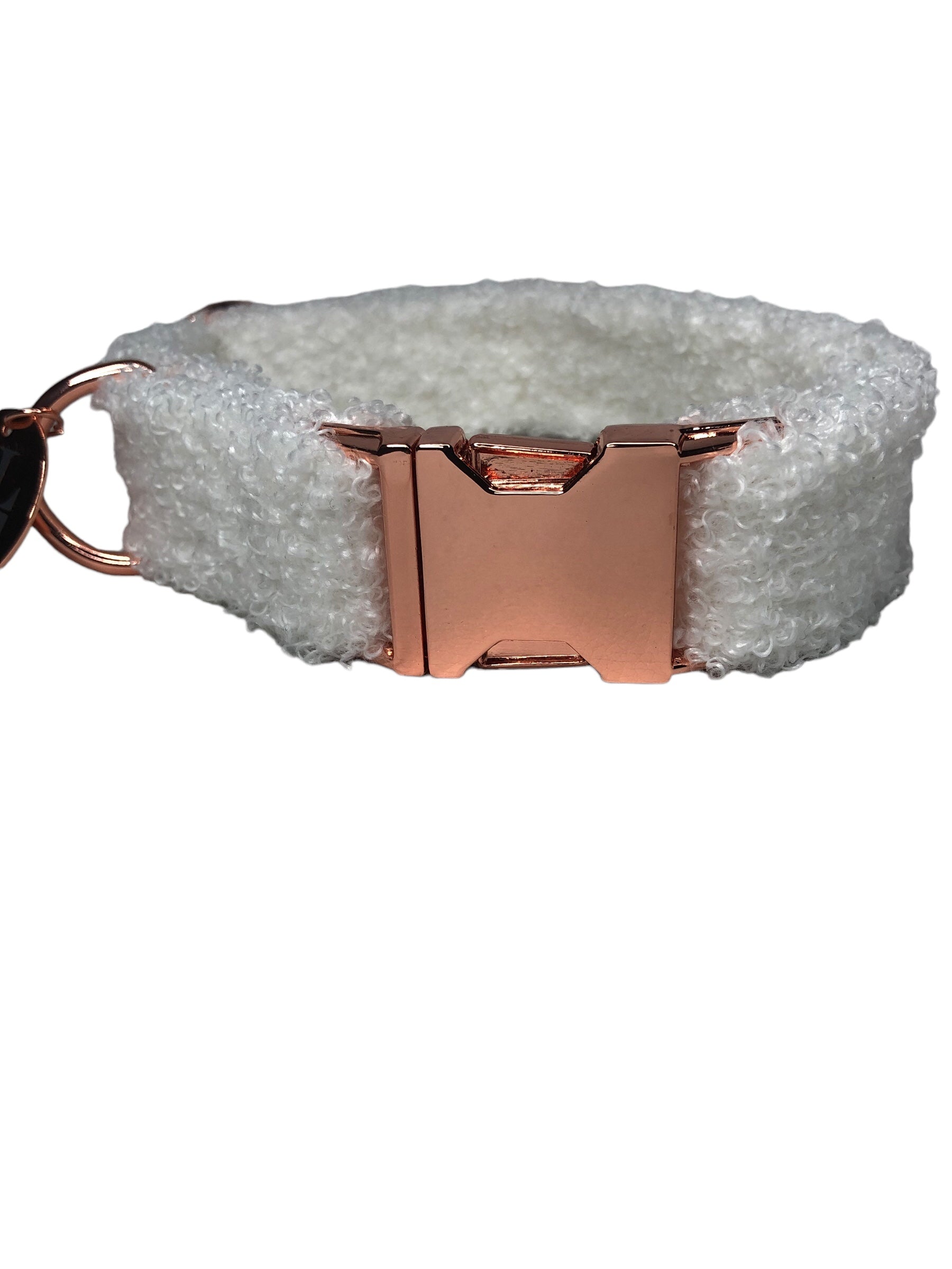 Hundehalsband, Teddy-Kollektion, Boucle, Metallhardware, gold, neo-chrome, schwarz, silber, rosé